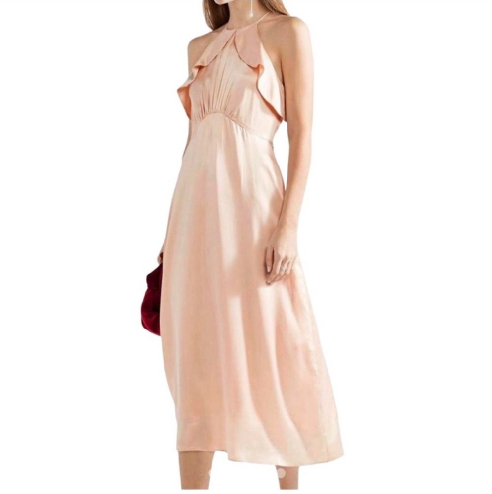 Zimmermann 100% Silk Halter Long Dress Size 1 Light Pink